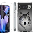 thumbnail image 1 of For Google Pixel 9 Pro XL Phone Case Cover, Shockproof Bumper Case with Tempered Glass Screen Protector, by OneToughShield - Wolf Face, 1 of 4