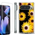 thumbnail image 1 of For Google Pixel 9 Pro XL Phone Case Cover, Shockproof Bumper Case with Tempered Glass Screen Protector, by OneToughShield - Yellow Flower, 1 of 4