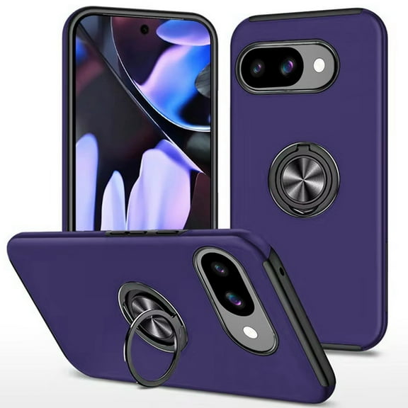 For Google Pixel 9A CHIEF Oil Painted Magnetic Ring Stand Hybrid Case Cover - Dark Purple