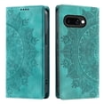 thumbnail image 1 of For Google Pixel 9a 6.3" Totem Embossed Strong Magnetic Attachment/Closure, Card Slots/Pocket, PU Leather Flip Wallet Case,Green,For Pixel 9a, 1 of 8