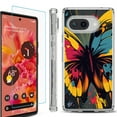 thumbnail image 1 of For Google Pixel 9a Phone Case Cover, Shockproof Bumper Case with Tempered Glass Screen Protector, by OneToughShield - Abstract Butterfly, 1 of 3