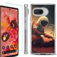 thumbnail image 1 of For Google Pixel 9a Phone Case Cover, Shockproof Bumper Case with Tempered Glass Screen Protector, by OneToughShield - Astronaut Planting, 1 of 3