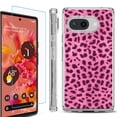 thumbnail image 1 of For Google Pixel 9a Phone Case Cover, Shockproof Bumper Case with Tempered Glass Screen Protector, by OneToughShield - Cheetah Pink, 1 of 3