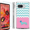 thumbnail image 1 of For Google Pixel 9a Phone Case Cover, Shockproof Bumper Case with Tempered Glass Screen Protector, by OneToughShield - Chevron/Dachshund/Puppy, 1 of 3