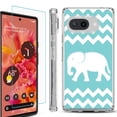 thumbnail image 1 of For Google Pixel 9a Phone Case Cover, Shockproof Bumper Case with Tempered Glass Screen Protector, by OneToughShield - Chevron/Elephant, 1 of 3