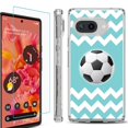 thumbnail image 1 of For Google Pixel 9a Phone Case Cover, Shockproof Bumper Case with Tempered Glass Screen Protector, by OneToughShield - Chevron/Soccer, 1 of 3