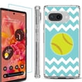 thumbnail image 1 of For Google Pixel 9a Phone Case Cover, Shockproof Bumper Case with Tempered Glass Screen Protector, by OneToughShield - Chevron/Softball, 1 of 3