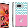 thumbnail image 1 of For Google Pixel 9a Phone Case Cover, Shockproof Bumper Case with Tempered Glass Screen Protector, by OneToughShield - Chevron/Teal/Deer, 1 of 3