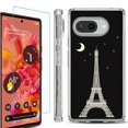 thumbnail image 1 of For Google Pixel 9a Phone Case Cover, Shockproof Bumper Case with Tempered Glass Screen Protector, by OneToughShield - Eiffel Tower Moon, 1 of 3