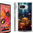 thumbnail image 1 of For Google Pixel 9a Phone Case Cover, Shockproof Bumper Case with Tempered Glass Screen Protector, by OneToughShield - Fireflies Mushroom, 1 of 3