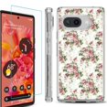 thumbnail image 1 of For Google Pixel 9a Phone Case Cover, Shockproof Bumper Case with Tempered Glass Screen Protector, by OneToughShield - Floral/Rose, 1 of 3