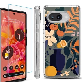 For Google Pixel 9a Phone Case Cover, Shockproof Bumper Case with Tempered Glass Screen Protector, by OneToughShield - Flower Art