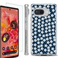 thumbnail image 1 of For Google Pixel 9a Phone Case Cover, Shockproof Bumper Case with Tempered Glass Screen Protector, by OneToughShield - Flower/Blue, 1 of 3
