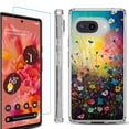 thumbnail image 1 of For Google Pixel 9a Phone Case Cover, Shockproof Bumper Case with Tempered Glass Screen Protector, by OneToughShield - Flower Field, 1 of 3