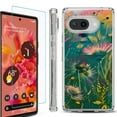 thumbnail image 1 of For Google Pixel 9a Phone Case Cover, Shockproof Bumper Case with Tempered Glass Screen Protector, by OneToughShield - Flower Wind, 1 of 3
