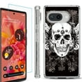 thumbnail image 1 of For Google Pixel 9a Phone Case Cover, Shockproof Bumper Case with Tempered Glass Screen Protector, by OneToughShield - Grunge Skull, 1 of 3