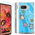 thumbnail image 1 of For Google Pixel 9a Phone Case Cover, Shockproof Bumper Case with Tempered Glass Screen Protector, by OneToughShield - Happy Turtle, 1 of 3
