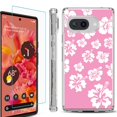 thumbnail image 1 of For Google Pixel 9a Phone Case Cover, Shockproof Bumper Case with Tempered Glass Screen Protector, by OneToughShield - Hibiscus Pink, 1 of 3