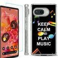 thumbnail image 1 of For Google Pixel 9a Phone Case Cover, Shockproof Bumper Case with Tempered Glass Screen Protector, by OneToughShield - Keep Calm Music, 1 of 3