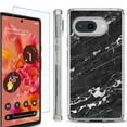 thumbnail image 1 of For Google Pixel 9a Phone Case Cover, Shockproof Bumper Case with Tempered Glass Screen Protector, by OneToughShield - Marble B/W, 1 of 3
