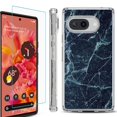 thumbnail image 1 of For Google Pixel 9a Phone Case Cover, Shockproof Bumper Case with Tempered Glass Screen Protector, by OneToughShield - Marble / Blue, 1 of 3