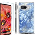 thumbnail image 1 of For Google Pixel 9a Phone Case Cover, Shockproof Bumper Case with Tempered Glass Screen Protector, by OneToughShield - Marble / Gem Blue, 1 of 3
