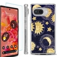 thumbnail image 1 of For Google Pixel 9a Phone Case Cover, Shockproof Bumper Case with Tempered Glass Screen Protector, by OneToughShield - Moon Sun Star, 1 of 3