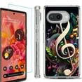 thumbnail image 1 of For Google Pixel 9a Phone Case Cover, Shockproof Bumper Case with Tempered Glass Screen Protector, by OneToughShield - Music Notes Colorful, 1 of 3