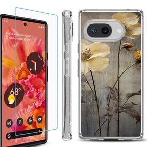 For Google Pixel 9a Phone Case Cover, Shockproof Bumper Case with Tempered Glass Screen Protector, by OneToughShield - Myth Flower