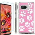 thumbnail image 1 of For Google Pixel 9a Phone Case Cover, Shockproof Bumper Case with Tempered Glass Screen Protector, by OneToughShield - Pet Paw/ Pink, 1 of 3