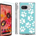 thumbnail image 1 of For Google Pixel 9a Phone Case Cover, Shockproof Bumper Case with Tempered Glass Screen Protector, by OneToughShield - Pet Paw / Teal, 1 of 3