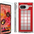 thumbnail image 1 of For Google Pixel 9a Phone Case Cover, Shockproof Bumper Case with Tempered Glass Screen Protector, by OneToughShield - Phone Booth Red, 1 of 3