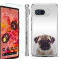 thumbnail image 1 of For Google Pixel 9a Phone Case Cover, Shockproof Bumper Case with Tempered Glass Screen Protector, by OneToughShield - Pug Face, 1 of 3