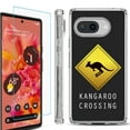thumbnail image 1 of For Google Pixel 9a Phone Case Cover, Shockproof Bumper Case with Tempered Glass Screen Protector, by OneToughShield - Road Sign Kangaroo, 1 of 3