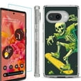 thumbnail image 1 of For Google Pixel 9a Phone Case Cover, Shockproof Bumper Case with Tempered Glass Screen Protector, by OneToughShield - Skeleton Skater, 1 of 3