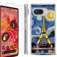 thumbnail image 1 of For Google Pixel 9a Phone Case Cover, Shockproof Bumper Case with Tempered Glass Screen Protector, by OneToughShield - Starry Night Eiffel, 1 of 3