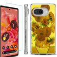 thumbnail image 1 of For Google Pixel 9a Phone Case Cover, Shockproof Bumper Case with Tempered Glass Screen Protector, by OneToughShield - Sunflower, 1 of 3