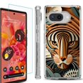 thumbnail image 1 of For Google Pixel 9a Phone Case Cover, Shockproof Bumper Case with Tempered Glass Screen Protector, by OneToughShield - Tiger Art, 1 of 3