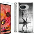 thumbnail image 1 of For Google Pixel 9a Phone Case Cover, Shockproof Bumper Case with Tempered Glass Screen Protector, by OneToughShield - Tree BW, 1 of 3