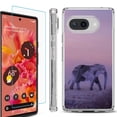 thumbnail image 1 of For Google Pixel 9a Phone Case Cover, Shockproof Bumper Case with Tempered Glass Screen Protector, by OneToughShield - Twilight Elephant, 1 of 3