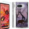 thumbnail image 1 of For Google Pixel 9a Phone Case Cover, Shockproof Bumper Case with Tempered Glass Screen Protector, by OneToughShield - Twilight Safari, 1 of 3