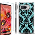 thumbnail image 1 of For Google Pixel 9a Phone Case Cover, Shockproof Bumper Case with Tempered Glass Screen Protector, by OneToughShield - Victorian Blue/Black, 1 of 3