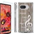 thumbnail image 1 of For Google Pixel 9a Phone Case Cover, Shockproof Bumper Case with Tempered Glass Screen Protector, by OneToughShield - Wood/Music, 1 of 3