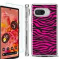 thumbnail image 1 of For Google Pixel 9a Phone Case Cover, Shockproof Bumper Case with Tempered Glass Screen Protector, by OneToughShield - Zebra Pink, 1 of 3