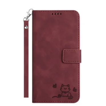 For Google pixel 6A wallet phone case, embossed with cat pattern and card slot bracket, snap leather flip cover, protecting phone case