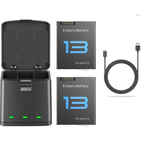 For Gopro Hero 13 Battery 2-Pack 2100mAh and USB Storage 3-Channel Fast Charger Fully Compatible with Go Pro Hero 13 Black