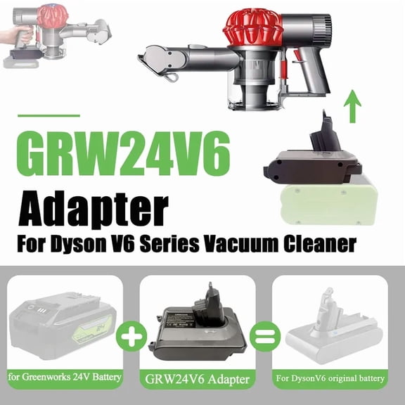 For Green*works 24V Lithium Batteries Compatible with For Dy*son V6 Vacuum Cleaners Power Tools GRW24V6 Battery Adapter Converter