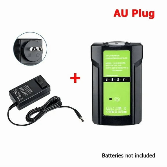 For GreenWorks 40V Lithium-ion Battery Charger Adapter Portable Power Supply With USB 3W Work Light For GLB 29472/29482/29462