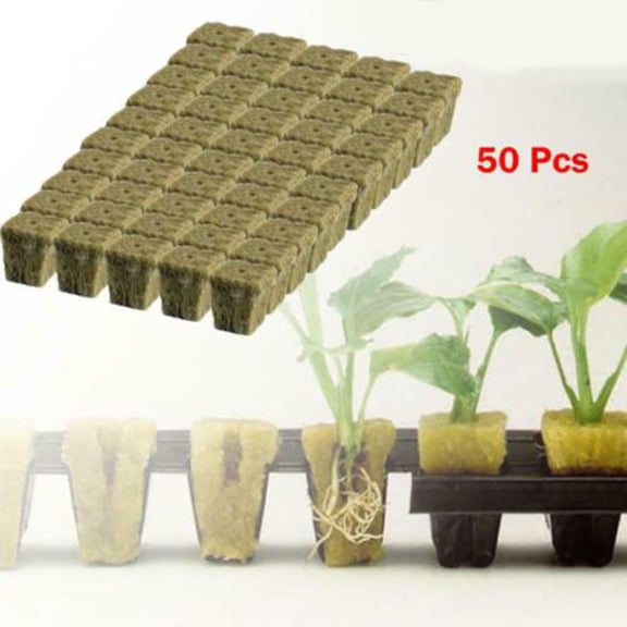 For Grow Starter Cubes 50/100 Pcs Hydroponic Grow Media Cloning Rock Wool Plugs Soilless Substrate Seedling Blocks for Plant Propagation 25x25x40mm