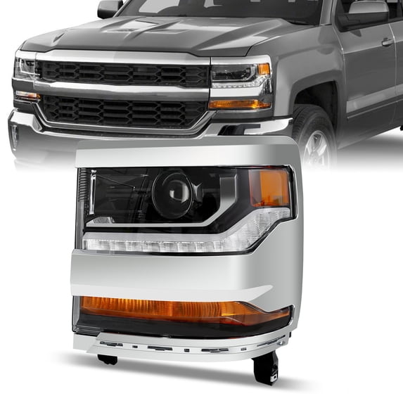 Right Projector Headlight For 2016-2018 Chevy Silverado 1500 HID/Xenon w/LED DRL